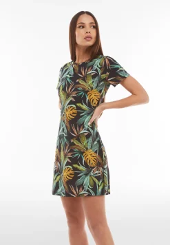 Freddy Abito skater in jersey modal stampa tropical all over-Donna Abiti