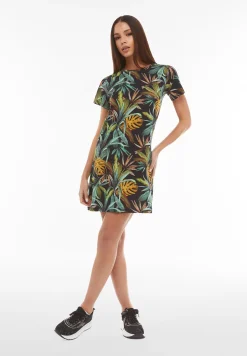 Freddy Abito skater in jersey modal stampa tropical all over-Donna Abiti