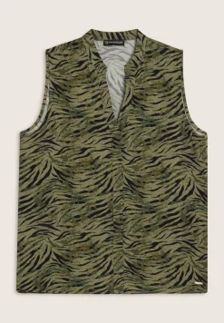 Freddy Blusa animalier in viscosa con scollo a V-Donna Top E Canotte