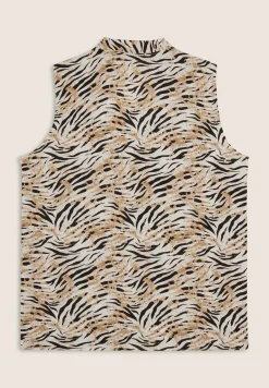 Freddy Blusa animalier in viscosa con scollo a V-Donna Top E Canotte