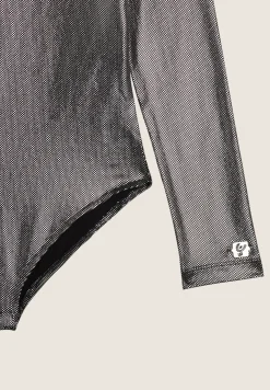 Freddy Body Bambina in jersey coated effetto argento- Body