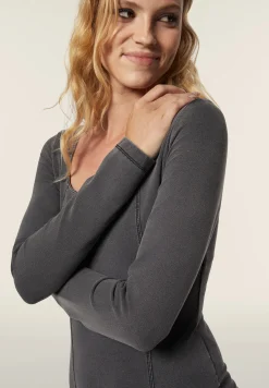 Freddy Body scollo quadrato in jersey effetto denim-Donna Body
