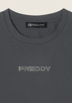 Freddy Body senza maniche in jersey stretch con logo strass-Donna Body