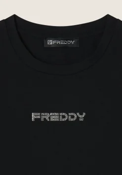 Freddy Body senza maniche in jersey stretch con logo strass-Donna Body