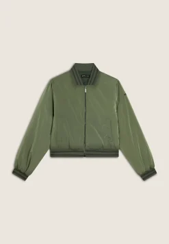 Freddy Bomber in nylon navetta con zip e dettagli in costina rigata-Donna Felpe