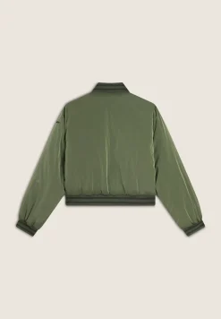 Freddy Bomber in nylon navetta con zip e dettagli in costina rigata-Donna Felpe