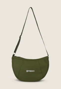 Freddy Borsa da spalla a mezzaluna in canvas con zip-Donna Borse E Zaini