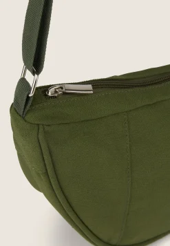 Freddy Borsa da spalla a mezzaluna in canvas con zip-Donna Borse E Zaini