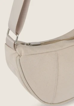 Freddy Borsa da spalla a mezzaluna in canvas con zip-Donna Borse E Zaini