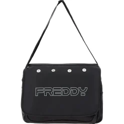 Freddy Borsa Messenger Bag in nylon nero con maxi-logo-Donna Borse E Zaini