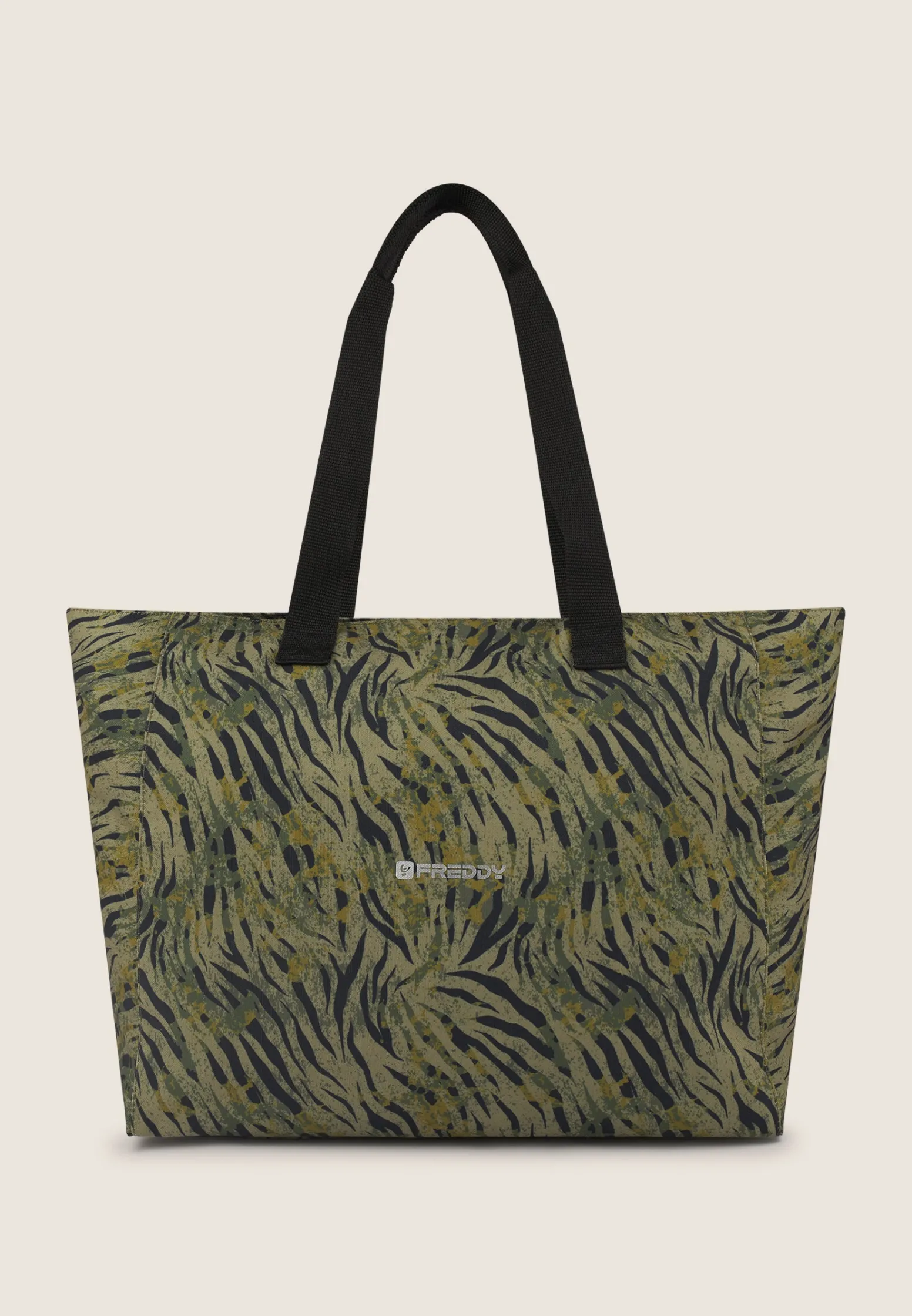 Freddy Borsa Shopper in canvas animalier con zip-Donna Borse E Zaini