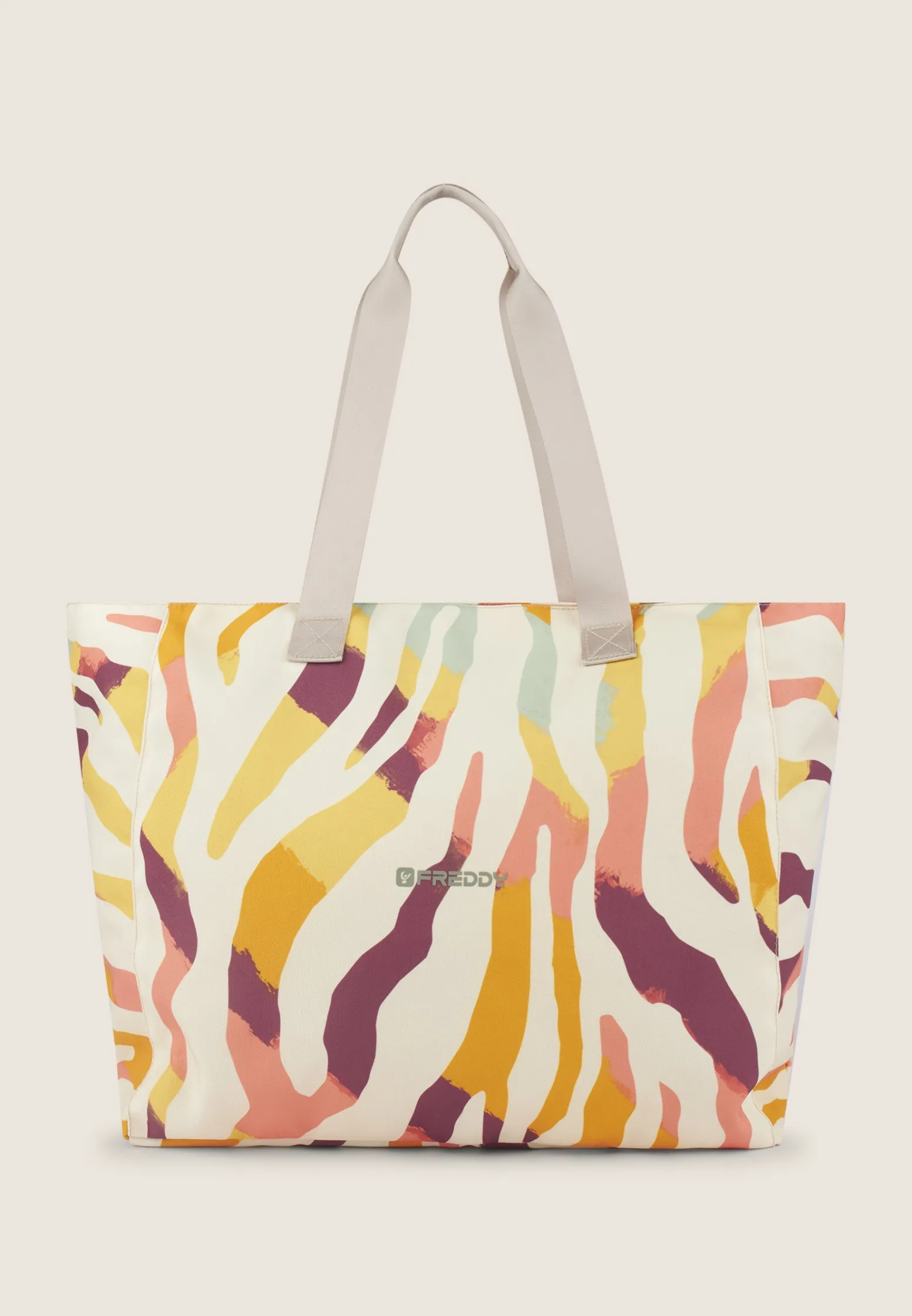 Freddy Borsa Shopper in canvas animalier con zip-Donna Borse E Zaini