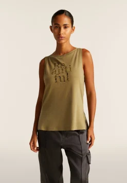 Freddy Canotta con fondo svasato e grafica con borchie-Donna Top E Canotte