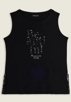 Freddy Canotta con fondo svasato e grafica con borchie-Donna Top E Canotte