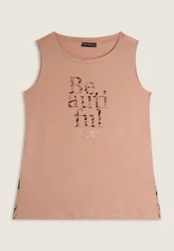 Freddy Canotta con fondo svasato e grafica con borchie-Donna Top E Canotte