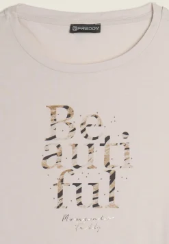 Freddy Canotta con fondo svasato e grafica con borchie-Donna Top E Canotte