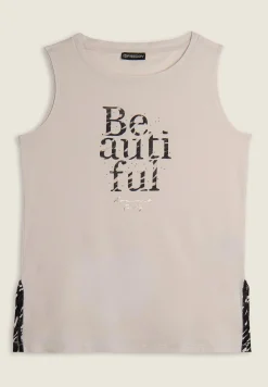 Freddy Canotta con fondo svasato e grafica con borchie-Donna Top E Canotte