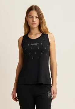 Freddy Canotta decorata da Strass in jersey modal-Donna Top E Canotte