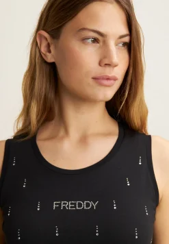 Freddy Canotta decorata da Strass in jersey modal-Donna Top E Canotte