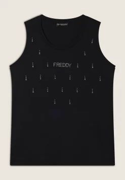 Freddy Canotta decorata da Strass in jersey modal-Donna Top E Canotte