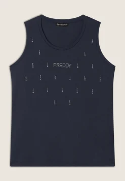 Freddy Canotta decorata da Strass in jersey modal-Donna Top E Canotte