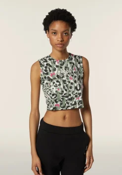 Freddy Canotta donna corta slim fit fantasia maculata-Donna Fitness|Top E Canotte