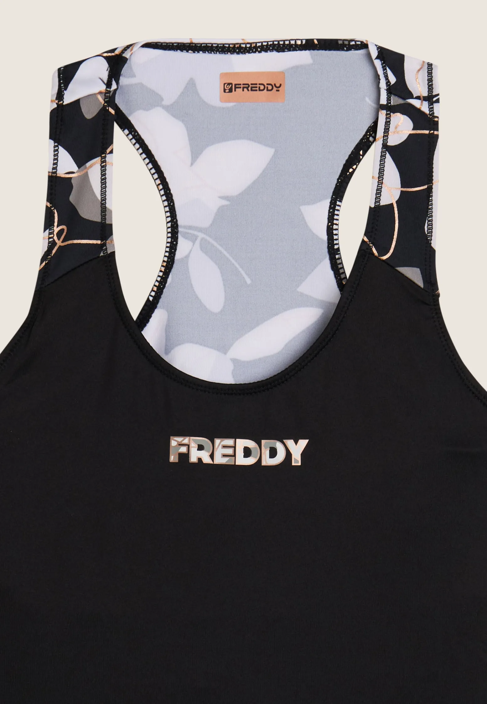 Freddy Canotta sportiva in tessuto tecnico con inserto floreale-Donna Padel|Pilates