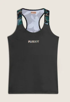 Freddy Canotta sportiva in tessuto tecnico con inserto floreale-Donna Padel|Pilates