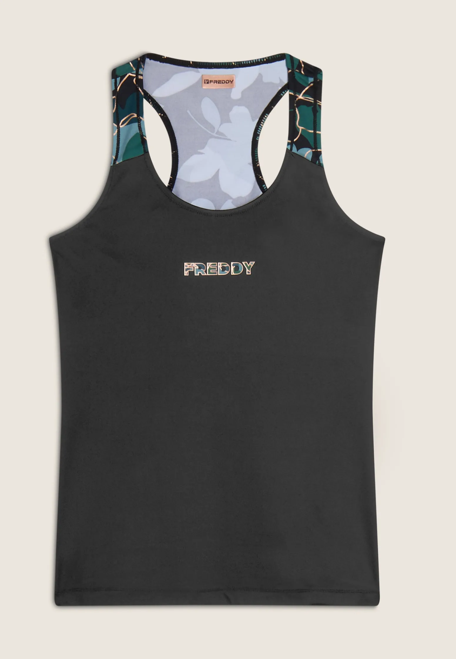 Freddy Canotta sportiva in tessuto tecnico con inserto floreale-Donna Padel|Pilates