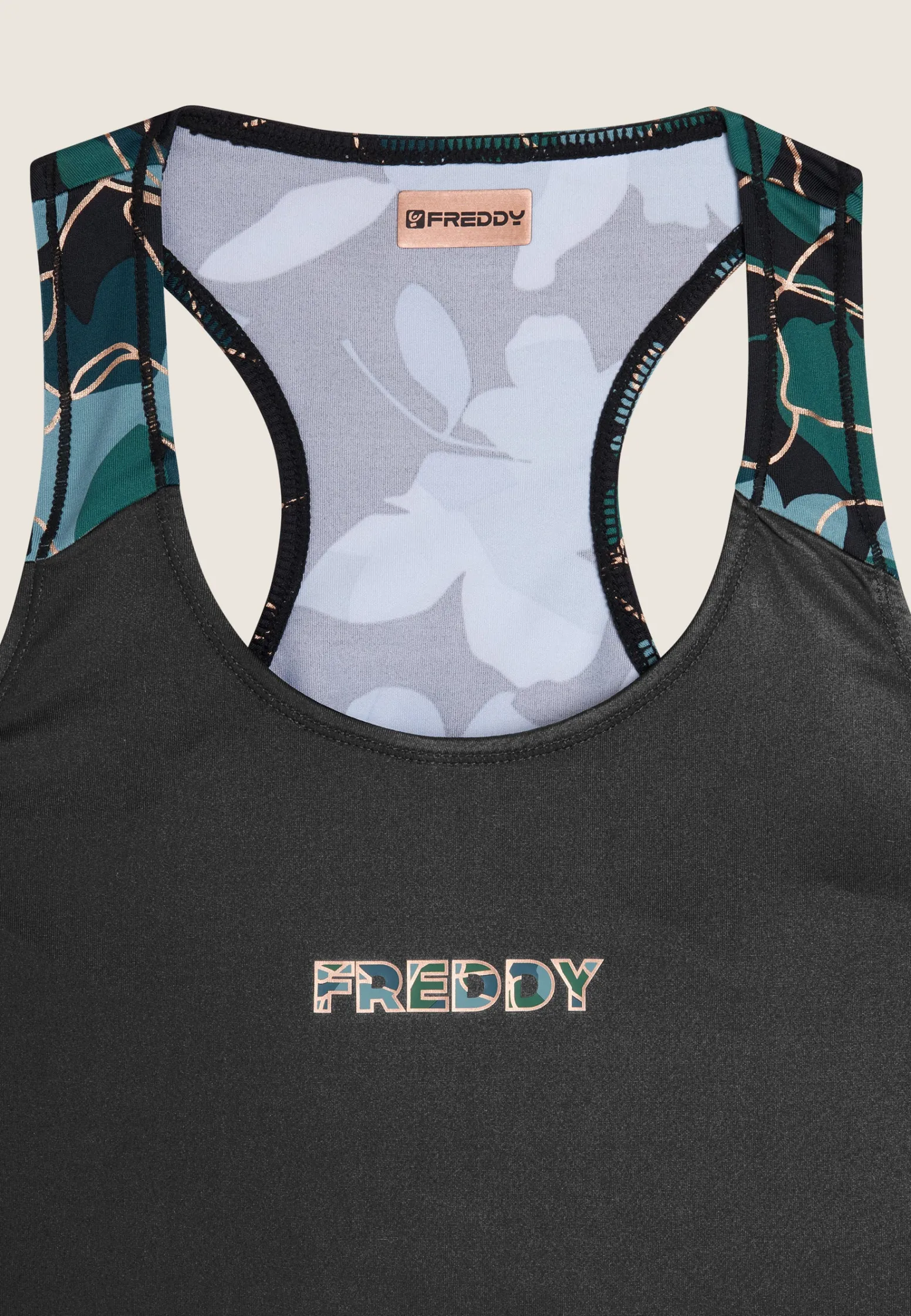 Freddy Canotta sportiva in tessuto tecnico con inserto floreale-Donna Padel|Pilates