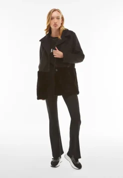Freddy Cappotto monopetto con inserto sul fondo in pelliccia teddy-Donna Giacche