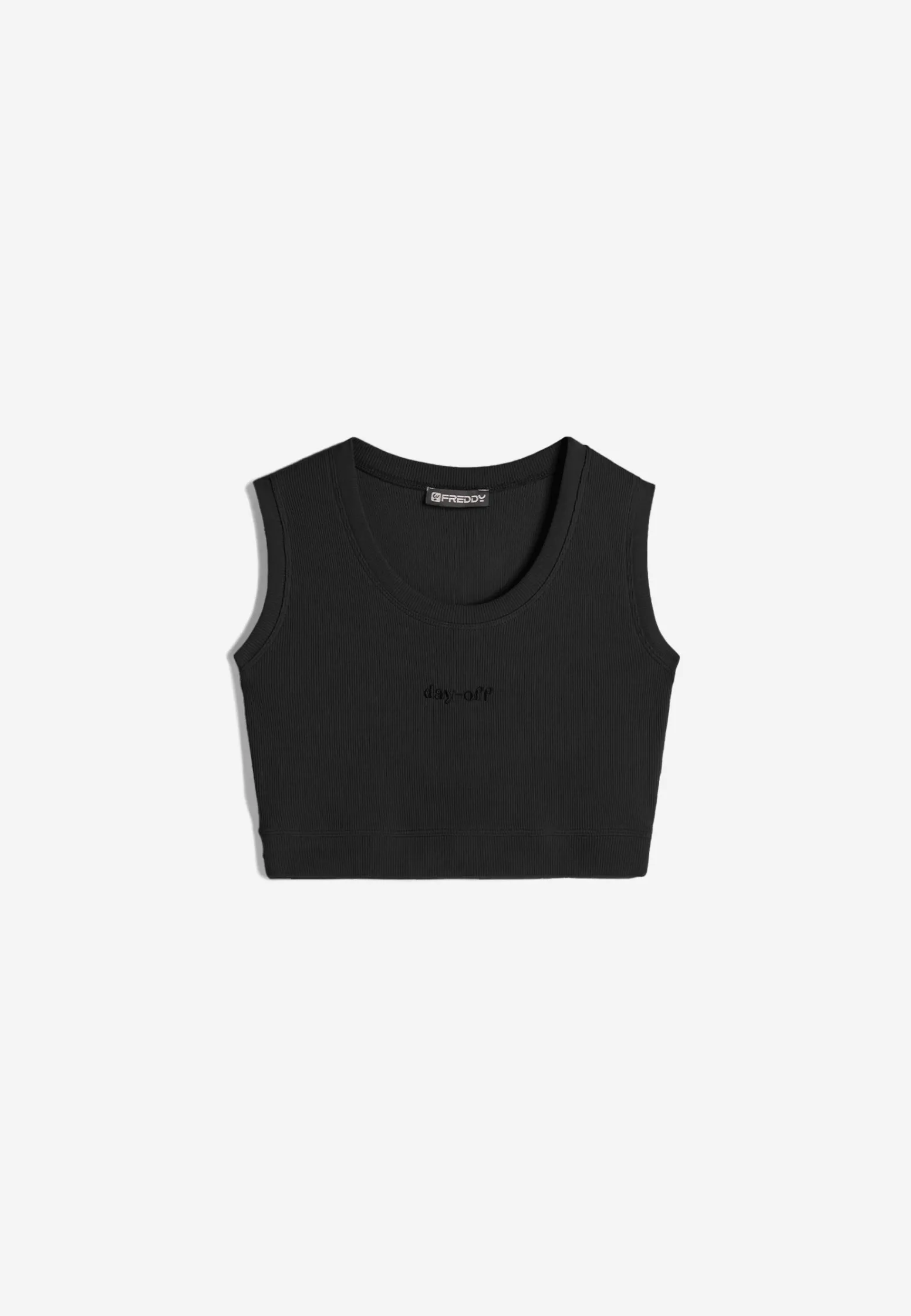 Freddy Crop top in cotone a costine con logo ricamato-Donna Padel|Top E Canotte