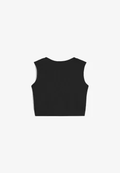 Freddy Crop top in cotone a costine con logo ricamato-Donna Padel|Top E Canotte