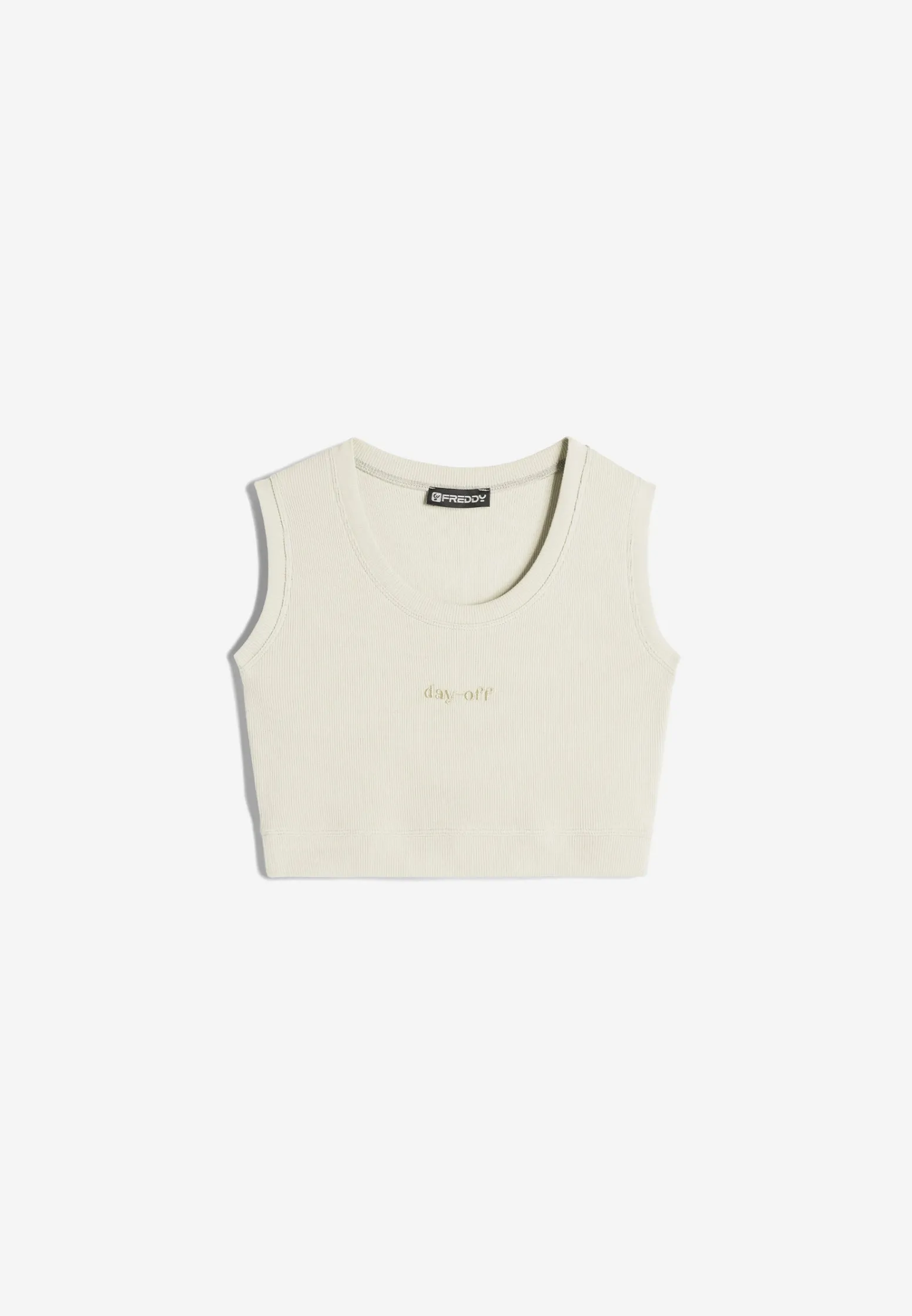 Freddy Crop top in cotone a costine con logo ricamato-Donna Padel|Top E Canotte