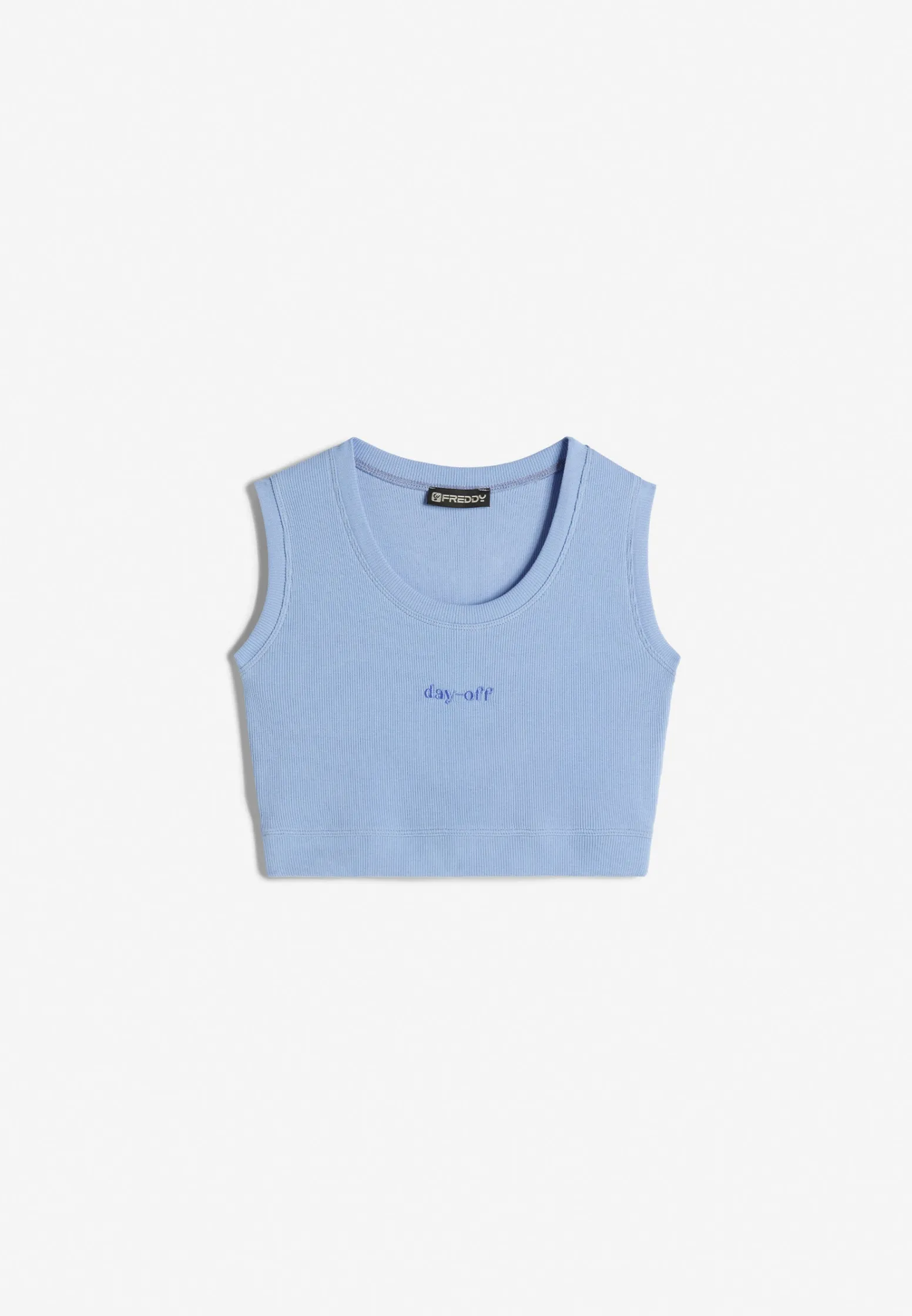 Freddy Crop top in cotone a costine con logo ricamato-Donna Padel|Top E Canotte