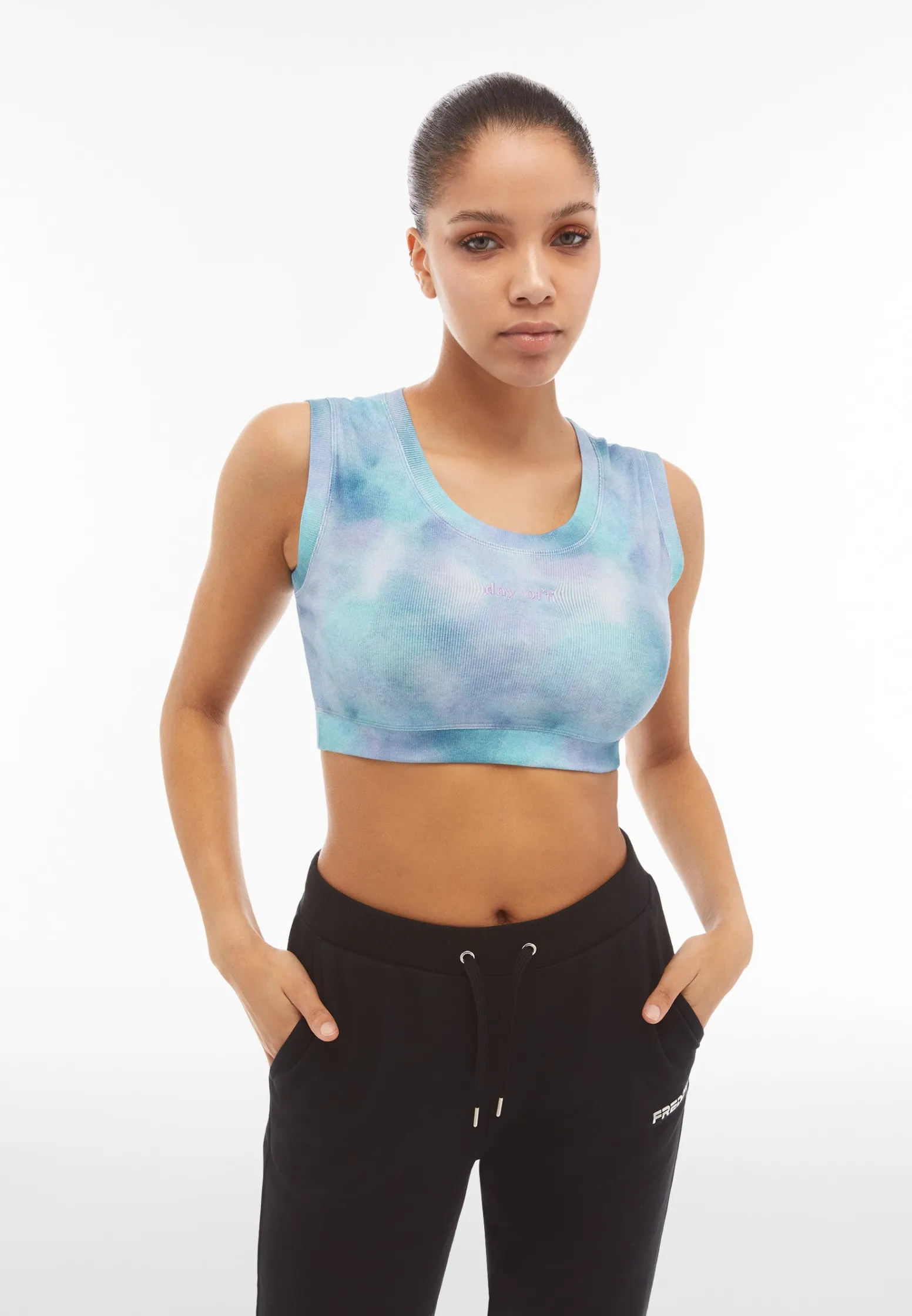 Freddy Crop top in cotone tie dye multicolor a costine-Donna Padel|Top E Canotte