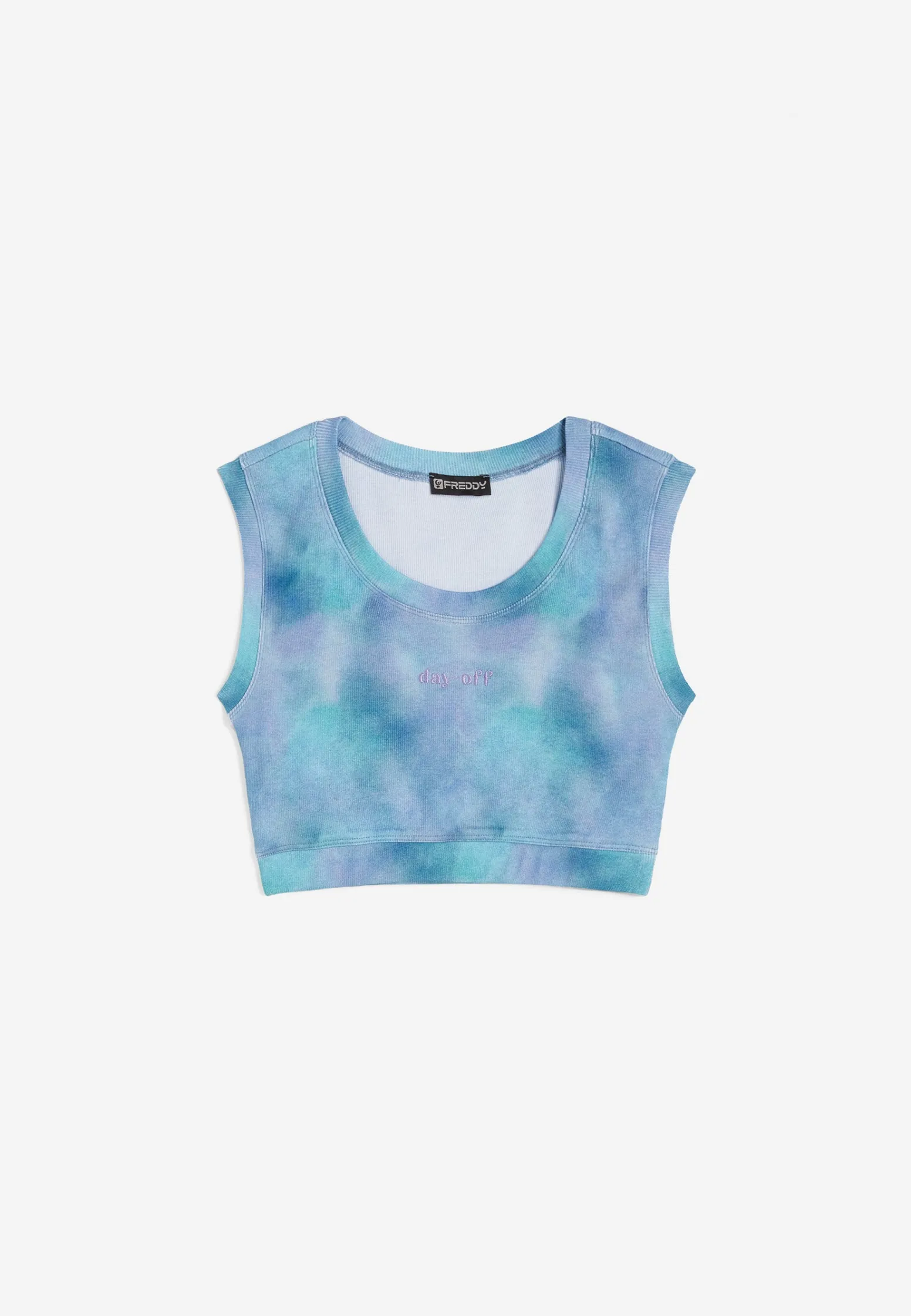 Freddy Crop top in cotone tie dye multicolor a costine-Donna Padel|Top E Canotte