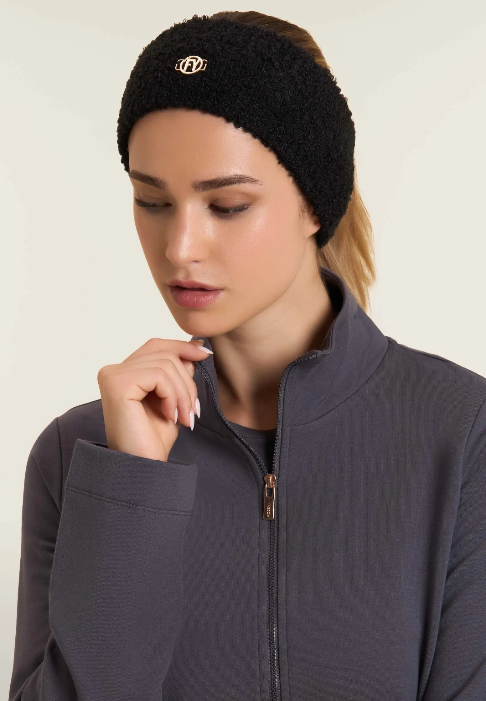 Freddy Fascia per capelli bouclé con logo dorato FY-Donna Accessori Sportivi