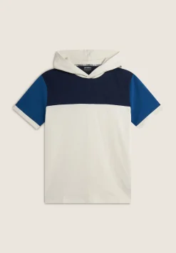 Freddy Felpa a Maniche Corte con Cappuccio design colour block-Uomo Felpe