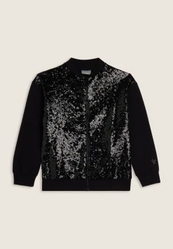 Freddy Felpa Bambina full zip con paillettes e collo bomber- Felpe