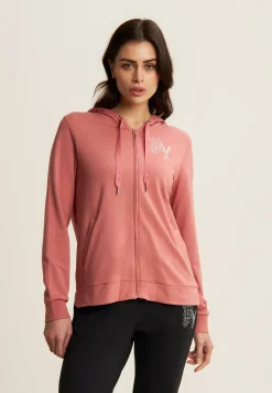 Freddy Felpa Cappuccio e Zip con Logo FY in Strass-Donna Felpe
