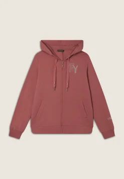 Freddy Felpa Cappuccio e Zip con Logo FY in Strass-Donna Felpe