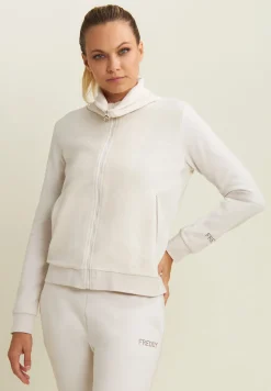 Freddy Felpa collo alto da donna in velluto con zip e logo strass-Donna Ginnastica|Felpe