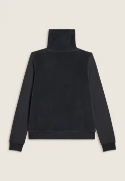 Freddy Felpa collo alto da donna in velluto con zip e logo strass-Donna Ginnastica|Felpe