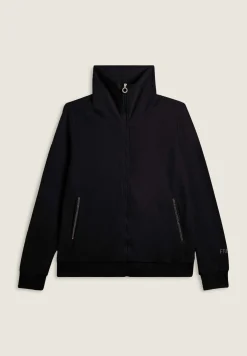 Freddy Felpa collo alto da donna in velluto con zip e logo strass-Donna Ginnastica|Felpe