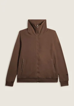 Freddy Felpa collo alto da donna in velluto con zip e logo strass-Donna Ginnastica|Felpe