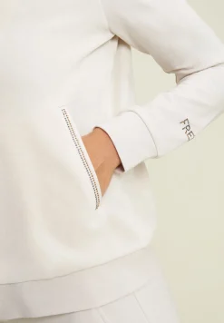 Freddy Felpa collo alto da donna in velluto con zip e logo strass-Donna Ginnastica|Felpe