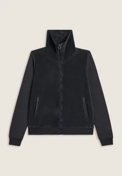 Freddy Felpa collo alto da donna in velluto con zip e logo strass-Donna Ginnastica|Felpe