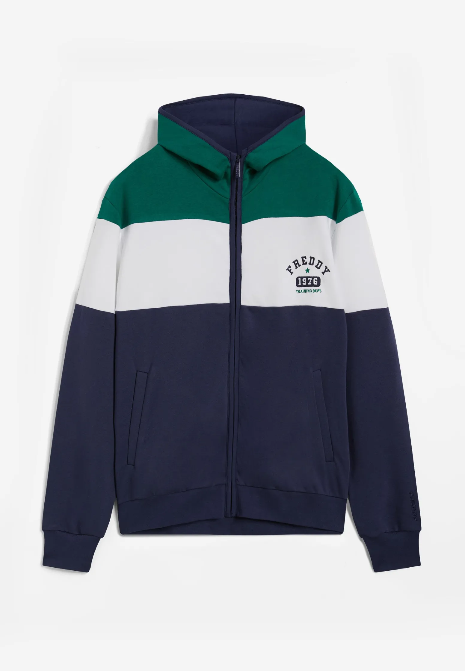 Freddy Felpa color block da uomo con zip e cappuccio-Uomo Felpe