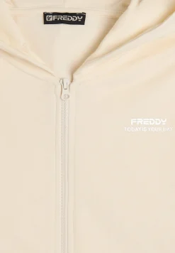 Freddy Felpa comfort fit con zip e cappuccio in french terry-Donna Felpe